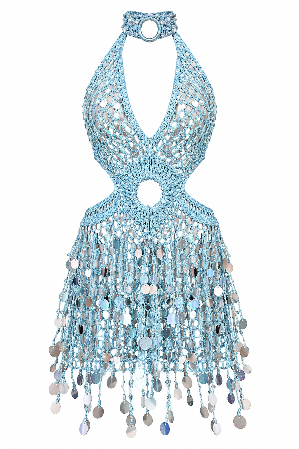 Marbello Franja Paetês With Chocker Short Dress