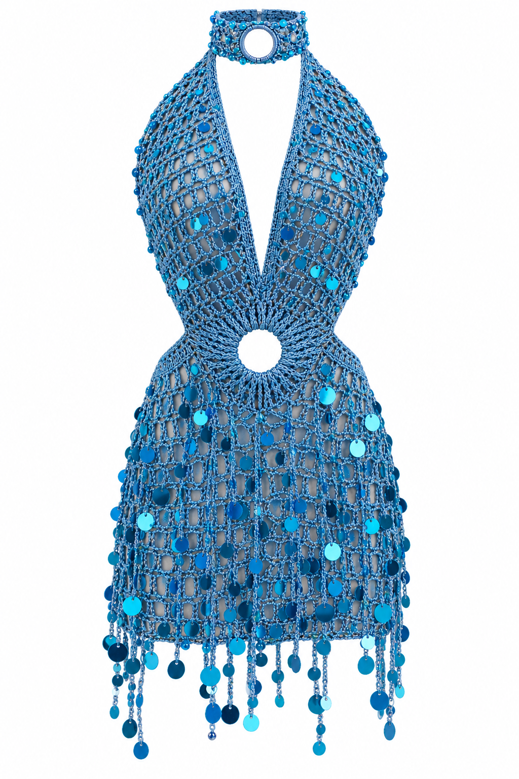 Marbello Franja Paetês With Chocker Short Dress